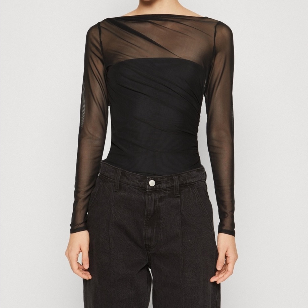 Abercrombie & Fitch Black Asymmetrical Fitted Bodysuit